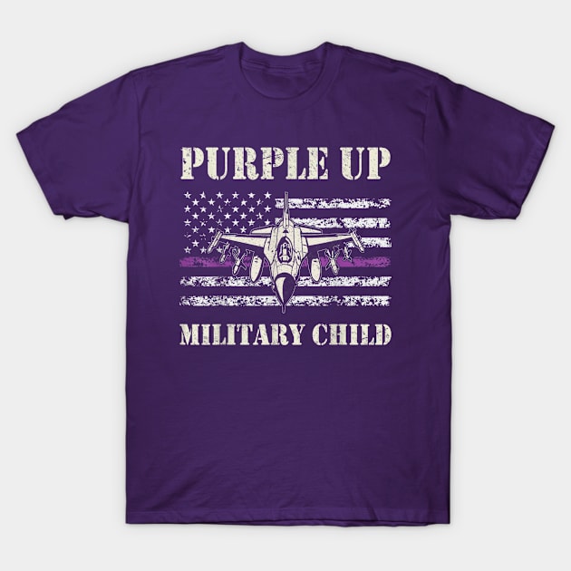 I Purple Up Month of Military Child Kids Air Force US Flag T-Shirt by artcomdesigns